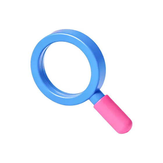 Vibrant 3D Magnifying Glass Search Object