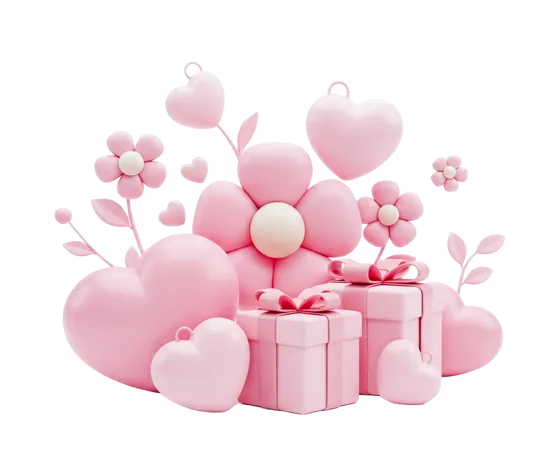 Sweet Pink Hearts Flowers Gift Arrangement