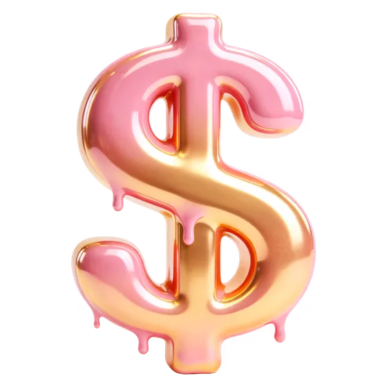 Glossy Pink Drip Golden Dollar Sign