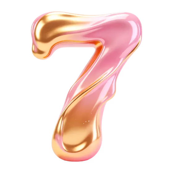 Glossy Fluid Rose Gold Number Seven