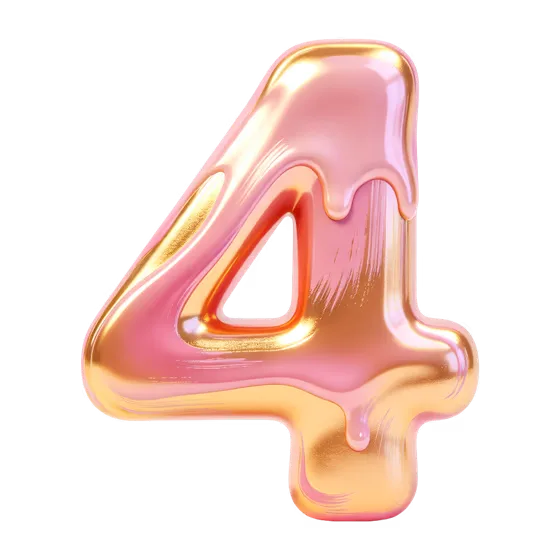 Glamorous Gold Pink Dripping Number Four