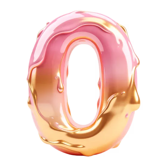 Glossy Pink Gold Dripping Number Zero