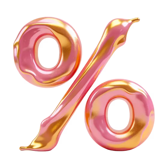 Abstract Fluid Pink Gold Percentage Symbol