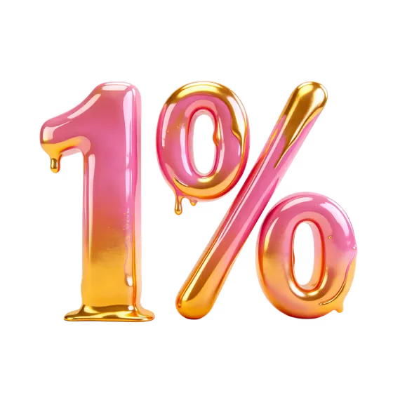 Glossy Pink Gold One Percent Symbol