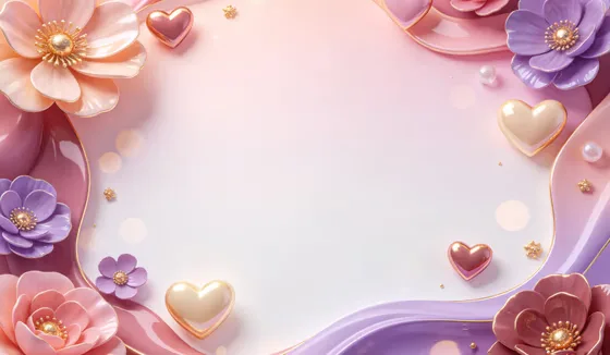 Pastel Floral Hearts Delicate Elegant Background