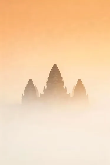 Cambodian Angkor Wat Temple Mystical Fog
