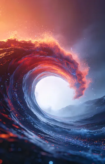 Dynamic Fiery Blue Energy Particle Wave