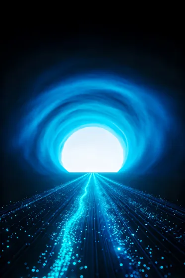 Futuristic Blue Light Data Tunnel Path