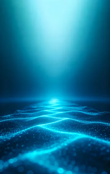 Abstract Blue Glowing Particle Wave Background