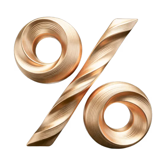 Elegant Golden Percentage Symbol Business Concept