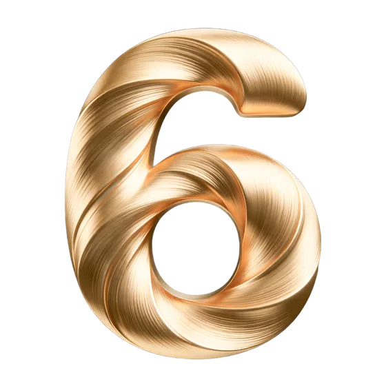 Elegant Gold Number Six Design Element