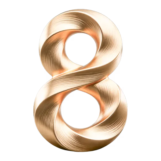 Elegant Brushed Gold Number Eight Design