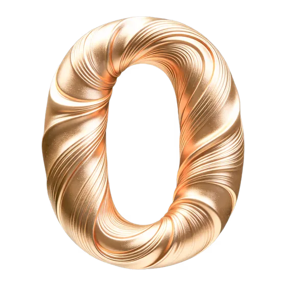 Luxury Golden Twisted Number Zero Isolated