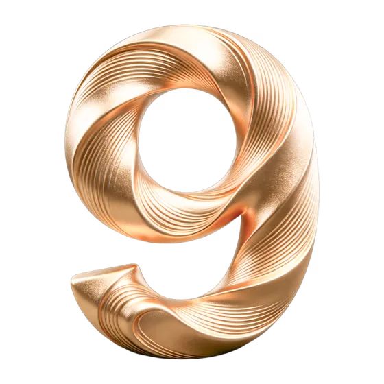 Decorative Golden Luxury Number Nine Concept