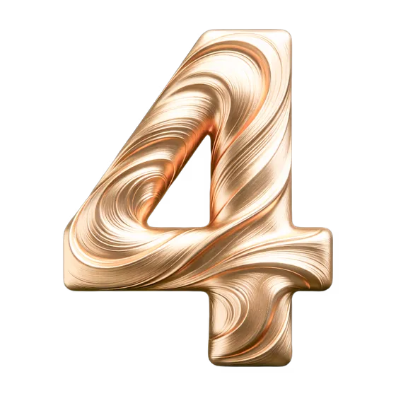 Golden Swirling Number Four Isolated Render