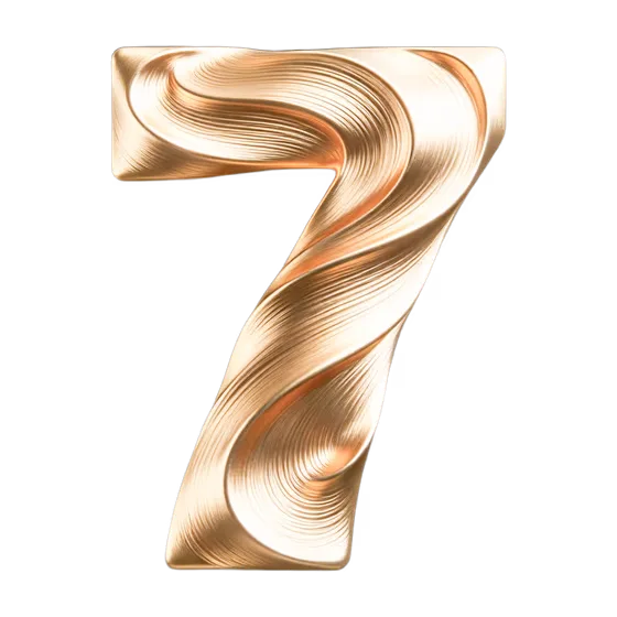 Metallic Golden Abstract Number Seven Design