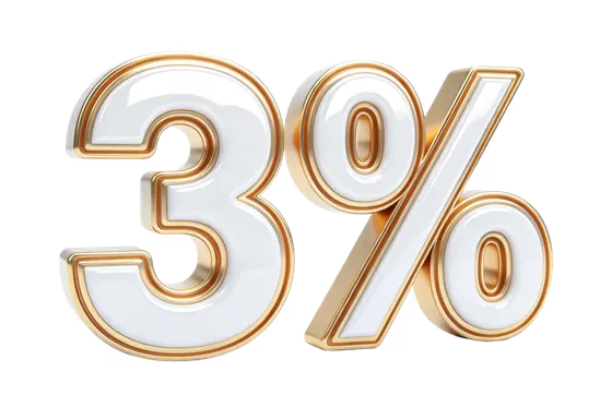 Shiny Golden White Three Percent Symbol