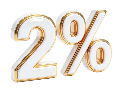 Elegant Gold White Two Percent Icon