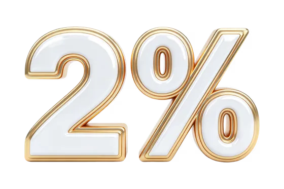 Elegant White Gold Two Percent Symbol