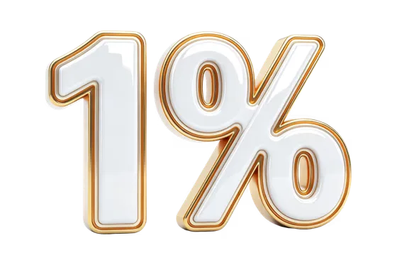 One Percent Gold Glossy 3D Text