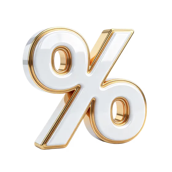 Luxury Golden White Percentage Symbol Isolated