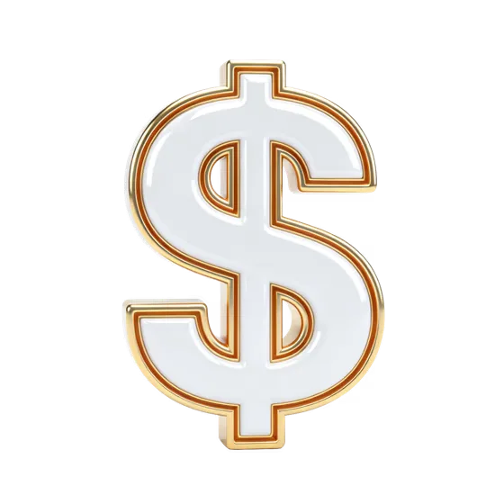 Shiny Golden White 3D Dollar Symbol
