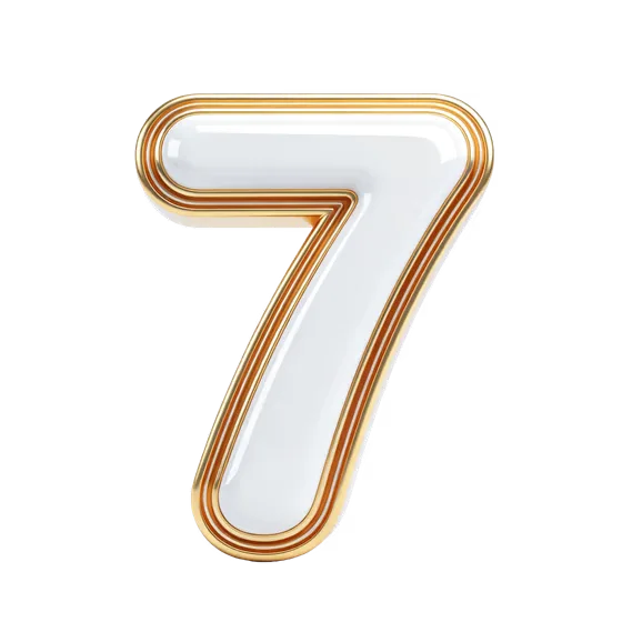 Luxury Golden White Number Seven Isolated
