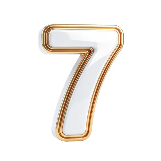 Elegant Gold White 3D Number Seven