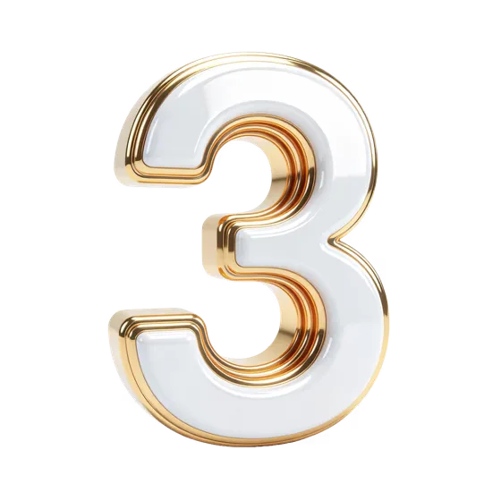 Luxurious White Gold Number Three Design