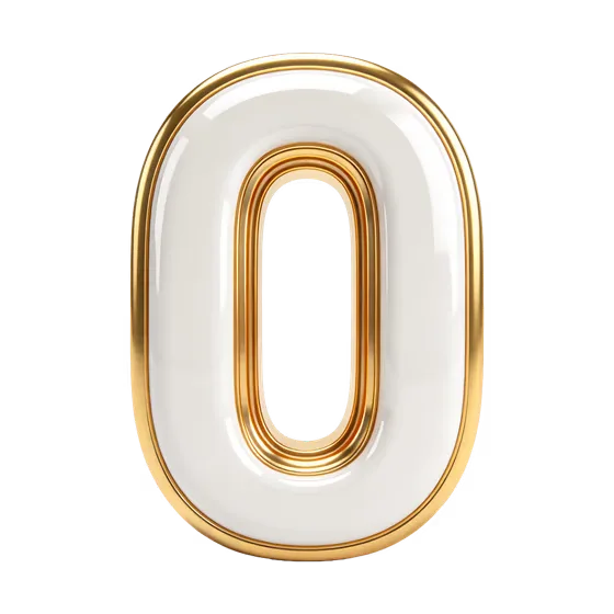 Luxurious Gold and White Number Zero
