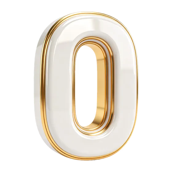Premium Glossy Gold Number Zero Object