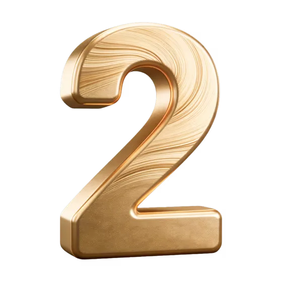 Luxurious Golden Number Two Isolated Render
