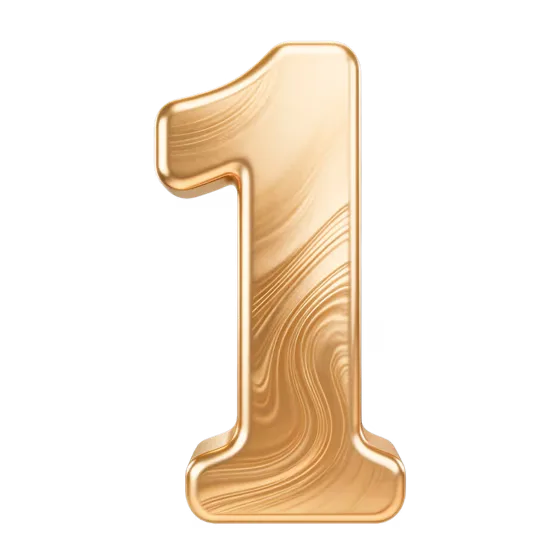 Golden Textured Number One Award Symbol