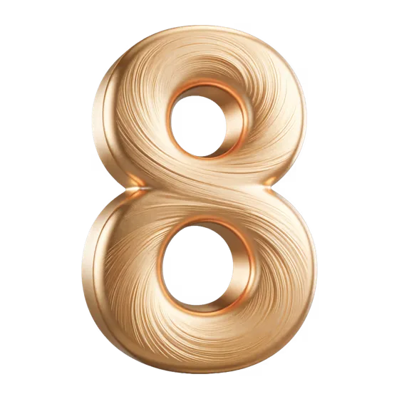 Luxury Golden Textured Number Eight Isolated