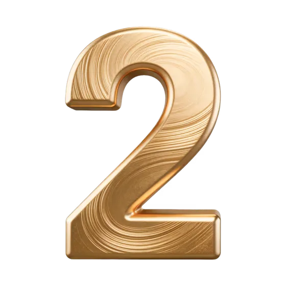 Luxurious Brushed Gold Number Two Object
