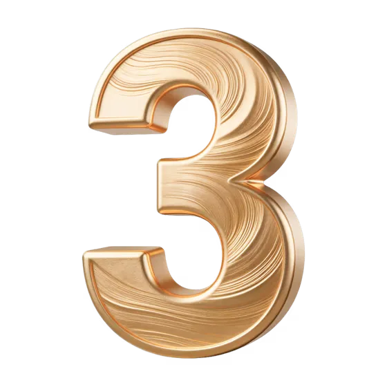 Elegant Gold Three Dimensional Textured Numeral
