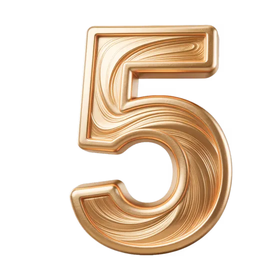 Golden Number Five with Elegant Swirls