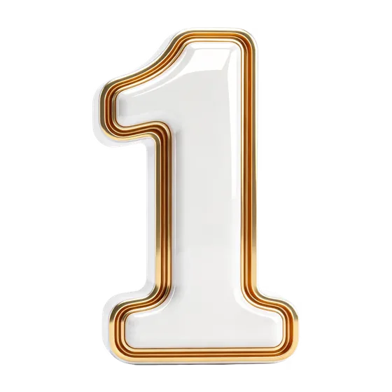 Elegant Gold White Number One Render