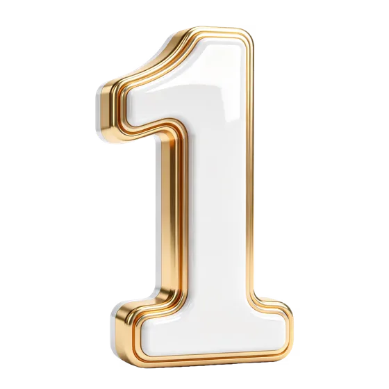 Luxurious Gold White Number One Render
