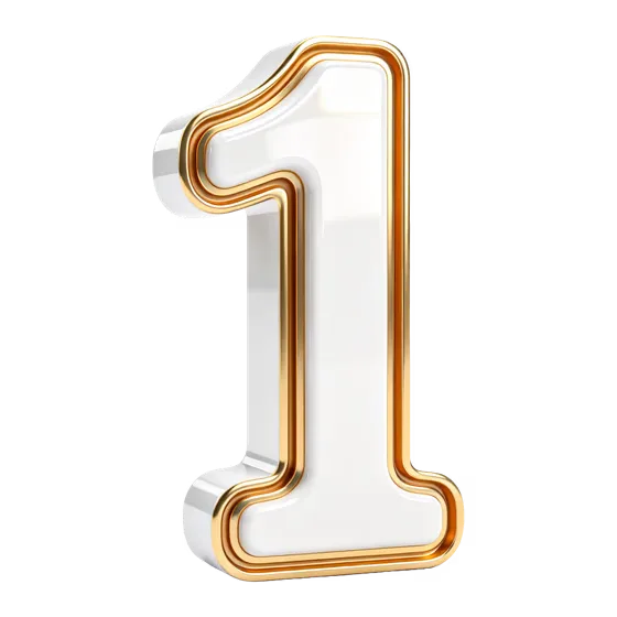 Elegant Golden Outline White Number One
