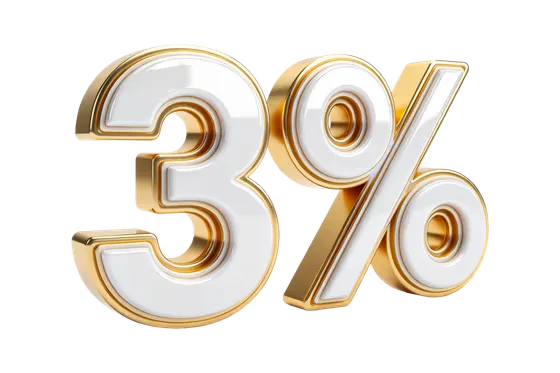 Shiny Golden White Three Percent Symbol