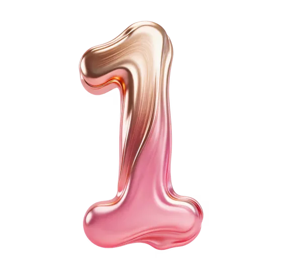 Elegant Rose Gold Number One Illustration