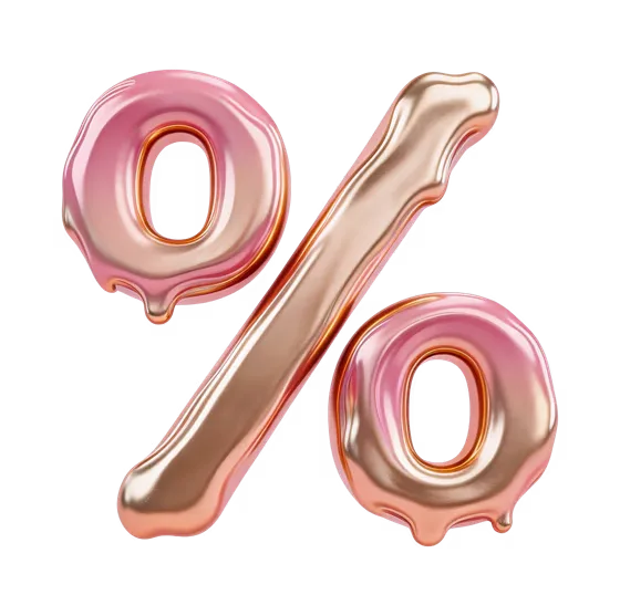 Pink Gold Dripping Percentage Symbol 3D