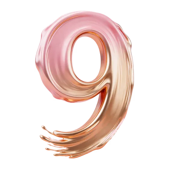 Elegant Rose Gold Fluid Number Nine