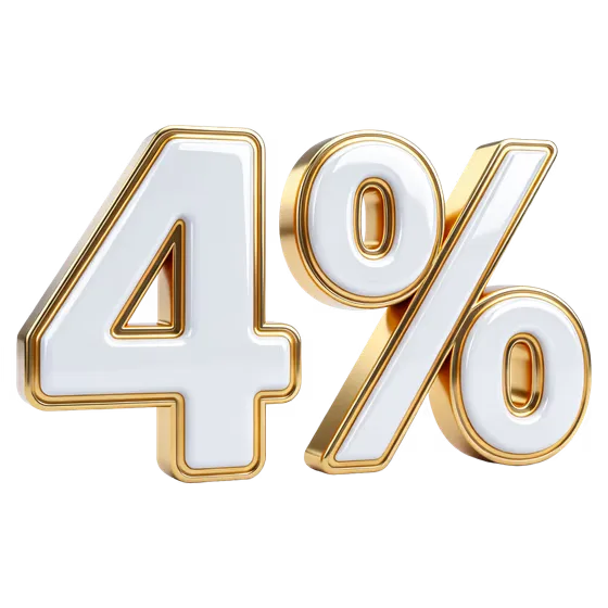Four Percent White Gold 3D Render