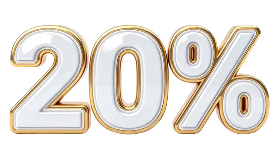 Twenty Percent Golden White 3D Symbol