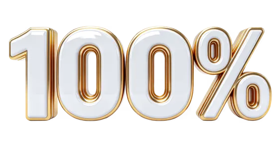 Elegant 3D Golden 100 Percent Symbol