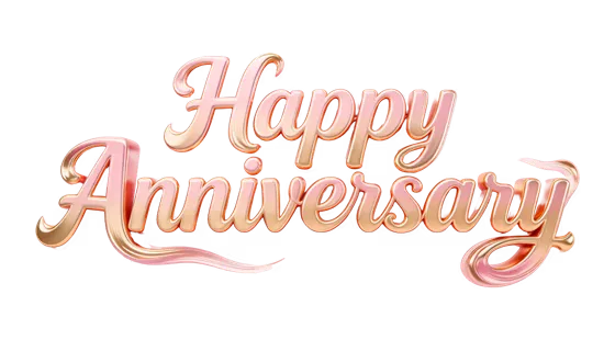 Elegant Rose Gold Happy Anniversary Text