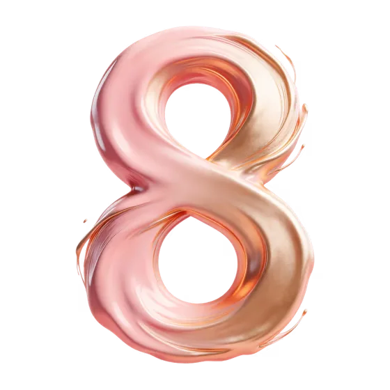 Elegant Pink Gold Numeral Eight