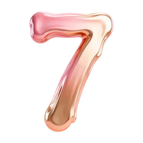 Luxury Rose Gold Metallic Number Seven